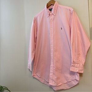 Vtg Ralph Lauren Yarmouth Oxford Button Down Shirt Pink Long Sleeve Size 16/32